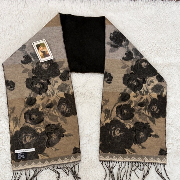 Hopeless Romantic,made in Germany ,Floral Scarf in Black and Brown - Picture 7 of 14